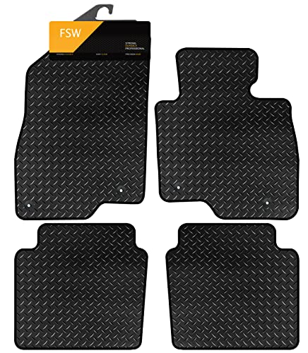 FSW - Tailored Car Mats - Fits Mazda 6 Saloon 2013-2020 - HEAVY DUTY 3mm Rubber Matting - Anti Slip Mat - Waterproof, Non Slip Car Floor Mat, Fitted with Clips & Anti Slip Backing - 4Pc Floor Mat Set