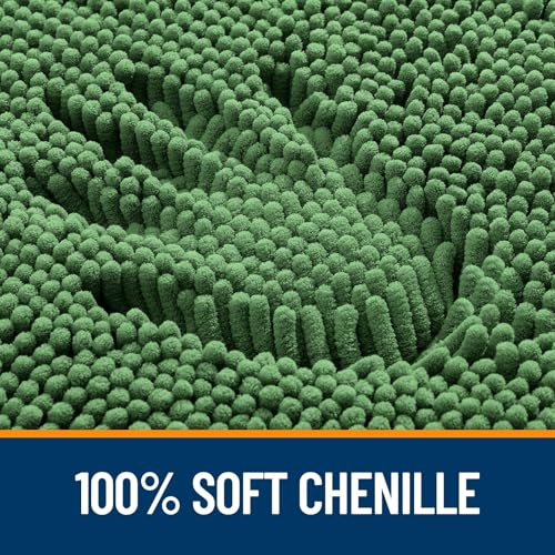 Image of OLANLY Bathroom Rugs Sets 2 Piece, Soft Absorbent Chenille Bath Mats and U-Shaped Contour Toilet Mat Area Rug Set, Machine Washable Bath Carpet, Home Decor Accessories(24 inchx16 inch+24 inchx20 inch, Olive Green)