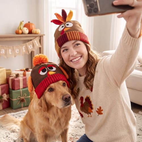 JOYIN 2 PCS Thanksgiving Pom Poms Beanie Hats, Turkey Trots Thanksgiving Role Play Cosplay, Party Supplies, Accessories, Costume Hats - image 6