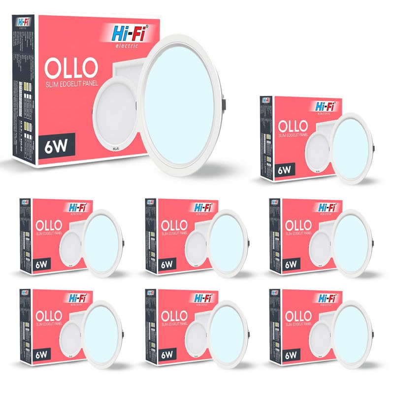 Image of Hi-Fi OLLO 6 watt Downlight for Junction Box | Cool Day White (6500K) |68 mm Cutout| Inbuld Driver| Round Ied Light for Ceiling Pack of 8