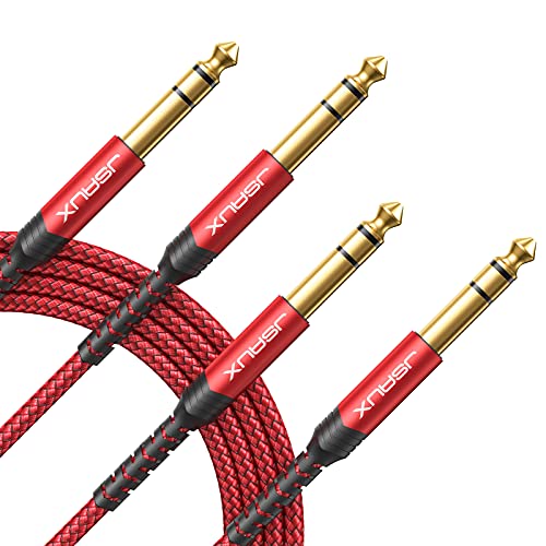 JSAUX Cable de guitarra de 1/4 pulgadas equilibrado [2 unidades de 6.5 pies], conector TRS de 1/4 a cable...