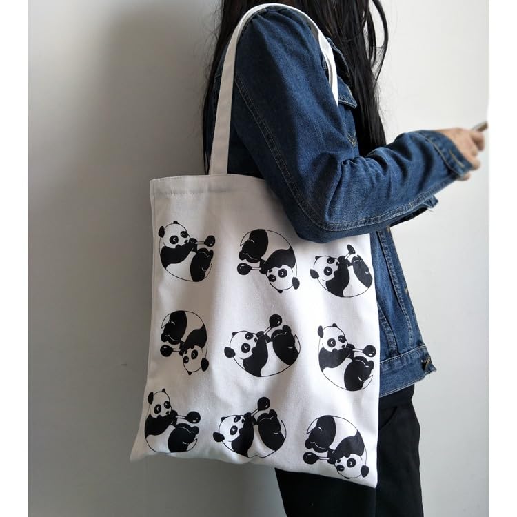 Panda Canvas One Shoulder Travel Bag - Stylish College Student Class & Shopping Tote2