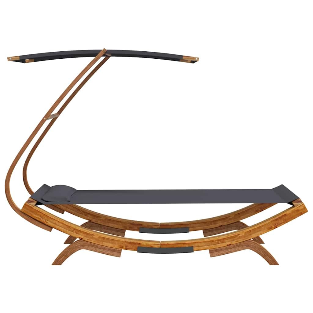 Lettino da giardino con tetto, in legno massello, 100 x 190 x 134 cm, antracite, lettino da giardino con protezione solare, isola sdraio per terrazza, balcone, isola relax, resistente alle