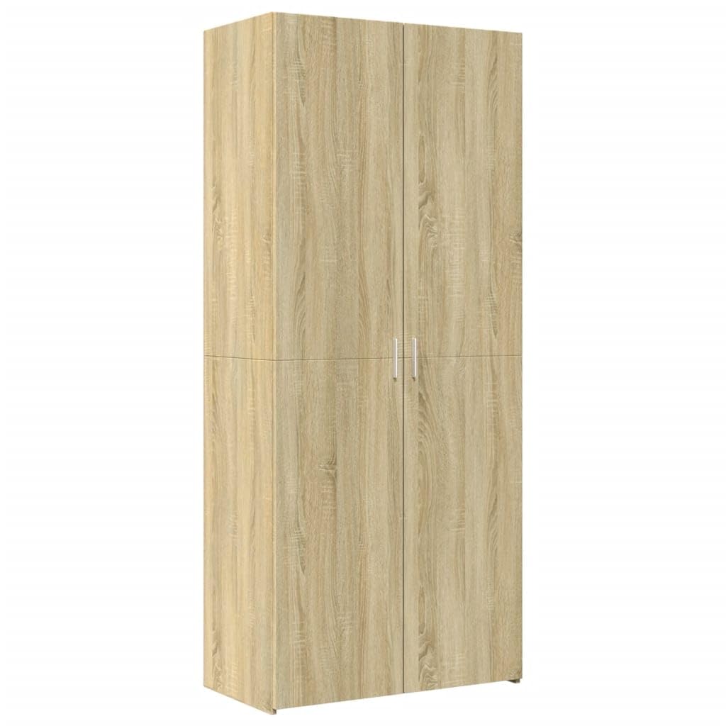 Wysoka szafka z drewna dębowego Sonoma 80 x 42,5 x 185 cm, stabilna szafka z dużą ilością miejsca do przechowywania i uchwytami, uniwersalna jako komoda lub kredens do salonu i sypialni