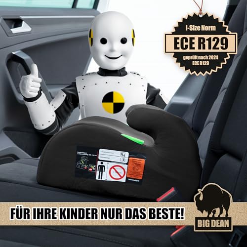 Kindersitzerhöhung nach neuster i-Size Norm R129 Schwarz Sitzerhöhung (125-150cm) Kinder Auto BigDean