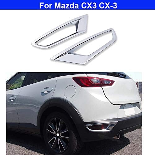2Pcs ABS Chrome Car Rear Fog Light Lamp Cover Trim Decorate Cover Compatible for Mazda CX3 CX-3 2016 2017 2018 2019 2020 2021 2022 2023 2024 2025