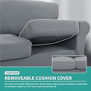 Yemyhom latest checkered 3 pieces couch covers for 2 cushion couch high stretch thickened love seat sofa cover for dogs pets elastic loveseat slipcover protector light gray 55 692 cushions  urban country home decor