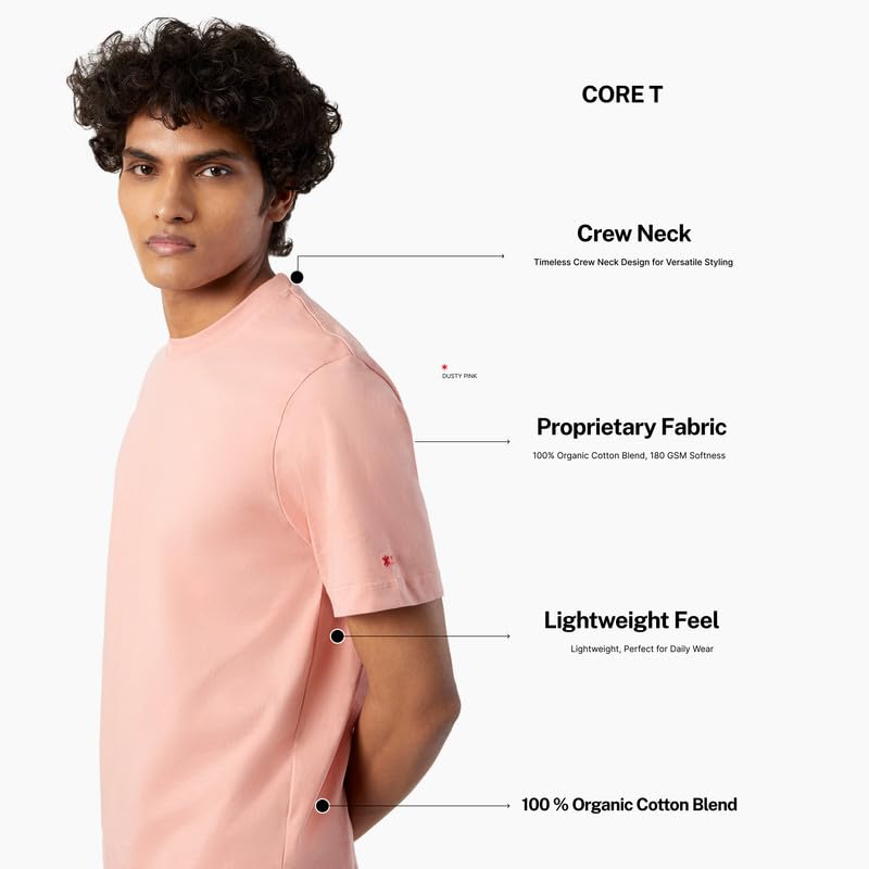 Image of LUDIC Core T Dailymove Collection | Regular Fit | Crew Neck T Shirt | 100% Organic Cotton, 180GSM | Lightweight & Comfortable | Everyday Essential | Casual T-Shirt for Men & Women