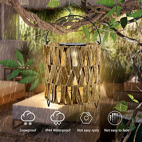 Decorative Table Lights Outdoor Rattan - Hanging Lantern Lights Solar Rattan Lantern Warm White For Tabletop, Garden Decor, Party And Wedding #TOP3
