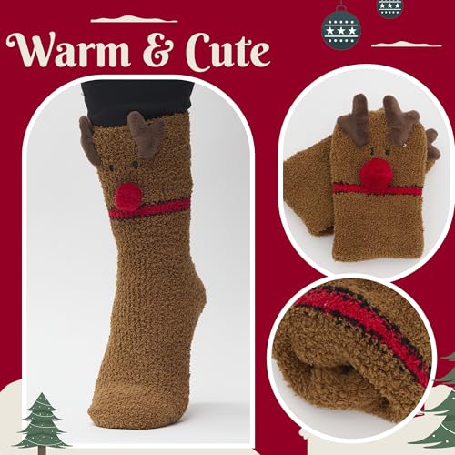 Image of Snoozies Fuzzy Funny Socks for Women, Christmas Sock 1 Pair, Cozy Winter Holiday