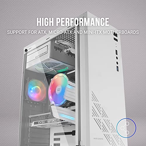 Boîtier de jeu ATX à ventilation Convect-Cool Mars Gaming MC100 blanc