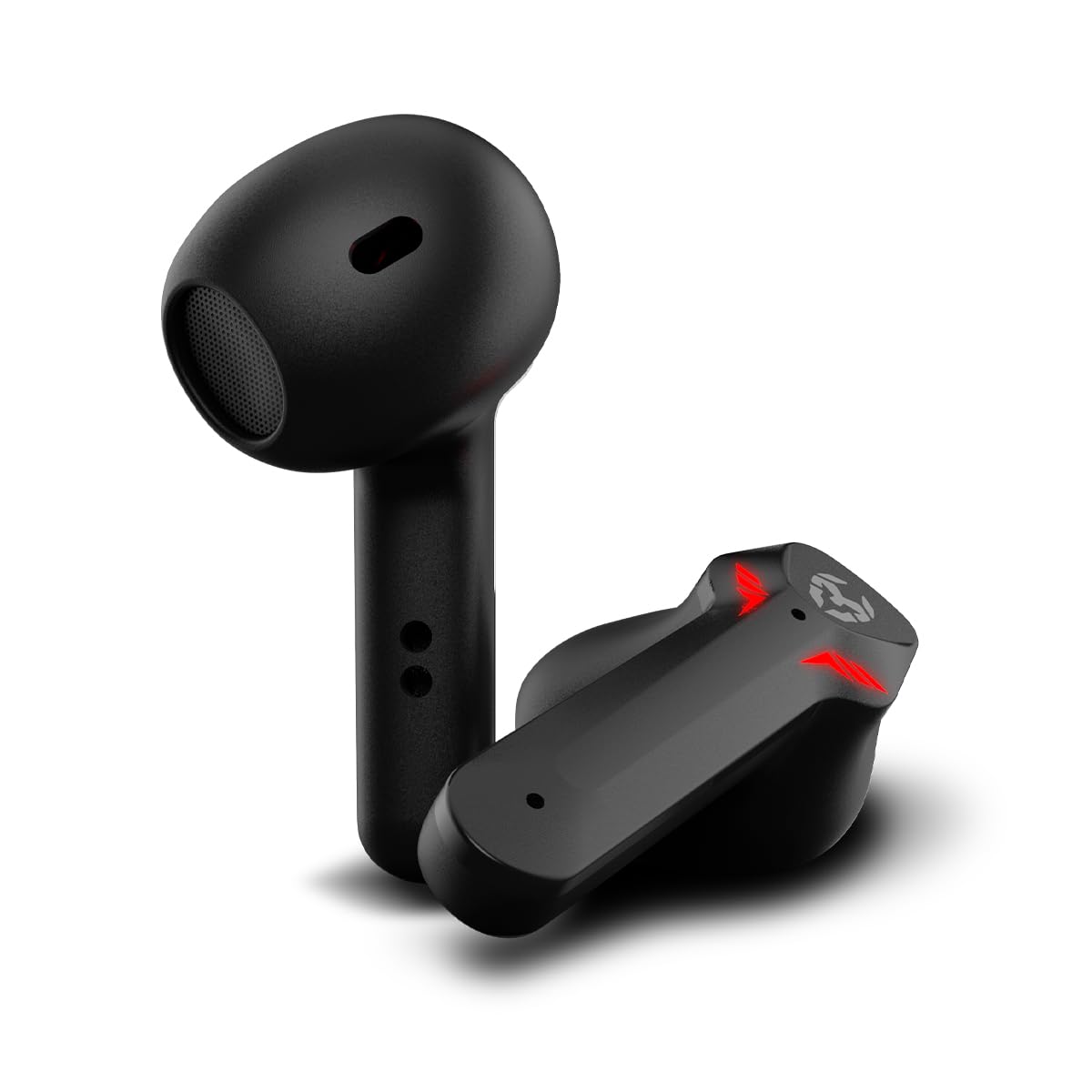KROM KALL - Casque stéréo Gaming Intra-auriculaire, Microphone intégré, Bluetooth 5.3 zéro Latence, Push to Talk, autonomie de 12 Heures, étui de Chargement, câble USB Type-C Inclus, Noir