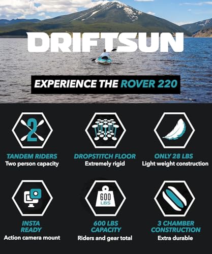 Driftsun Rover Inflatable Kayak - White Water Kayaks for 1 and 2 Person, High Pressure Dropstitch Floor Kayak for Adults with Padded Seats, Action Cam Mount, Aluminum Paddles and Quick Inflate Pump