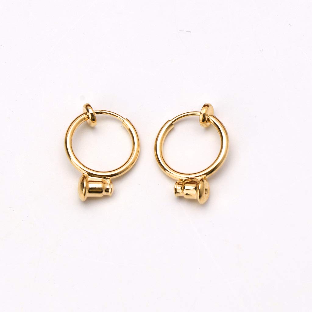 1 Pair Silver Gold Rose Gold Clip-on Earrings Converter Non Pierced Earrings 13mm Round Ear Rings for Jewelry Making