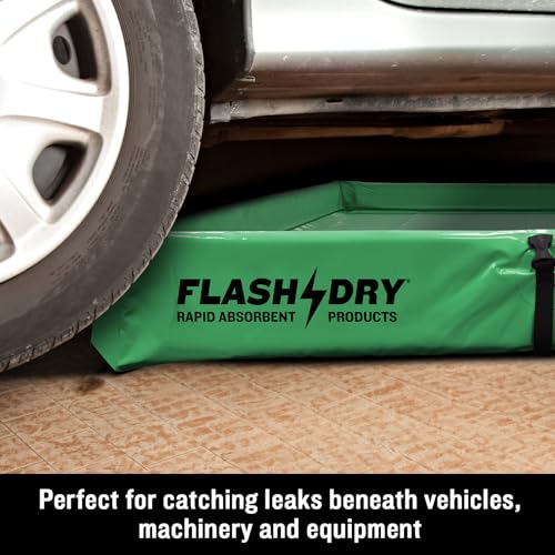 Image of FLASHDRY Portable Spill Containment Berm, Folding Duck Pond 4' x 4', Reusable Oil, Fuel & Chemical Spill Containment Tray, UV-Resistant PVC, Heavy-Duty, Quick & Easy Setup, Garage & Industrial Use