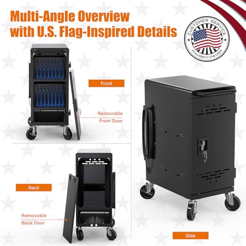 Image of Meteteel 16 Device Charging Cart for Chromebook Laptop Tablet Black