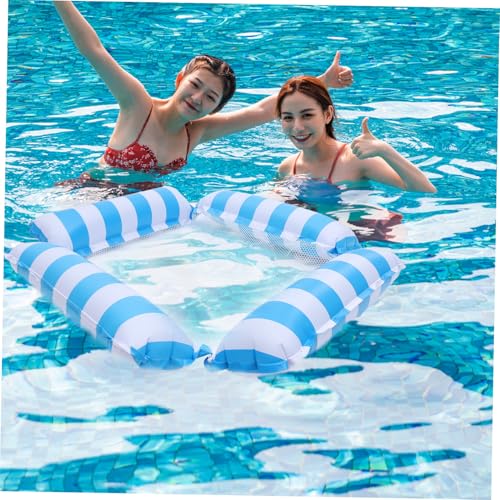 Hamac flottant de piscine pliable Gatuida avec 4 tubes rayé bleu - 5