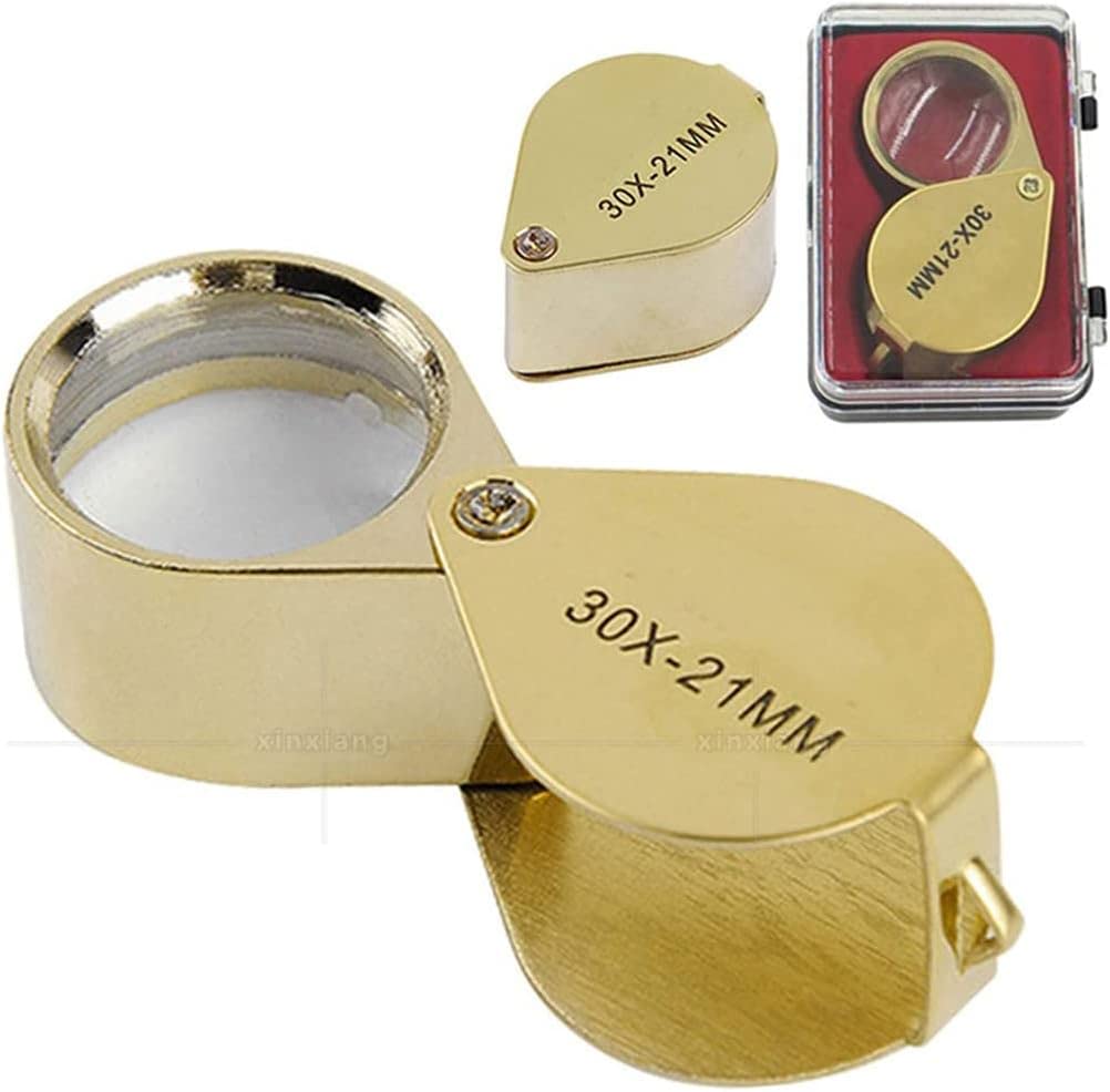 Lupa 2-pak 30X w całości z metalu Mini lupa składana kieszonkowa lupa z lupą z metalową obrotową osłoną ochronną do biżuterii, czytania, hobby, nauki, złotych okularów (kolor: G Beauty Comes
