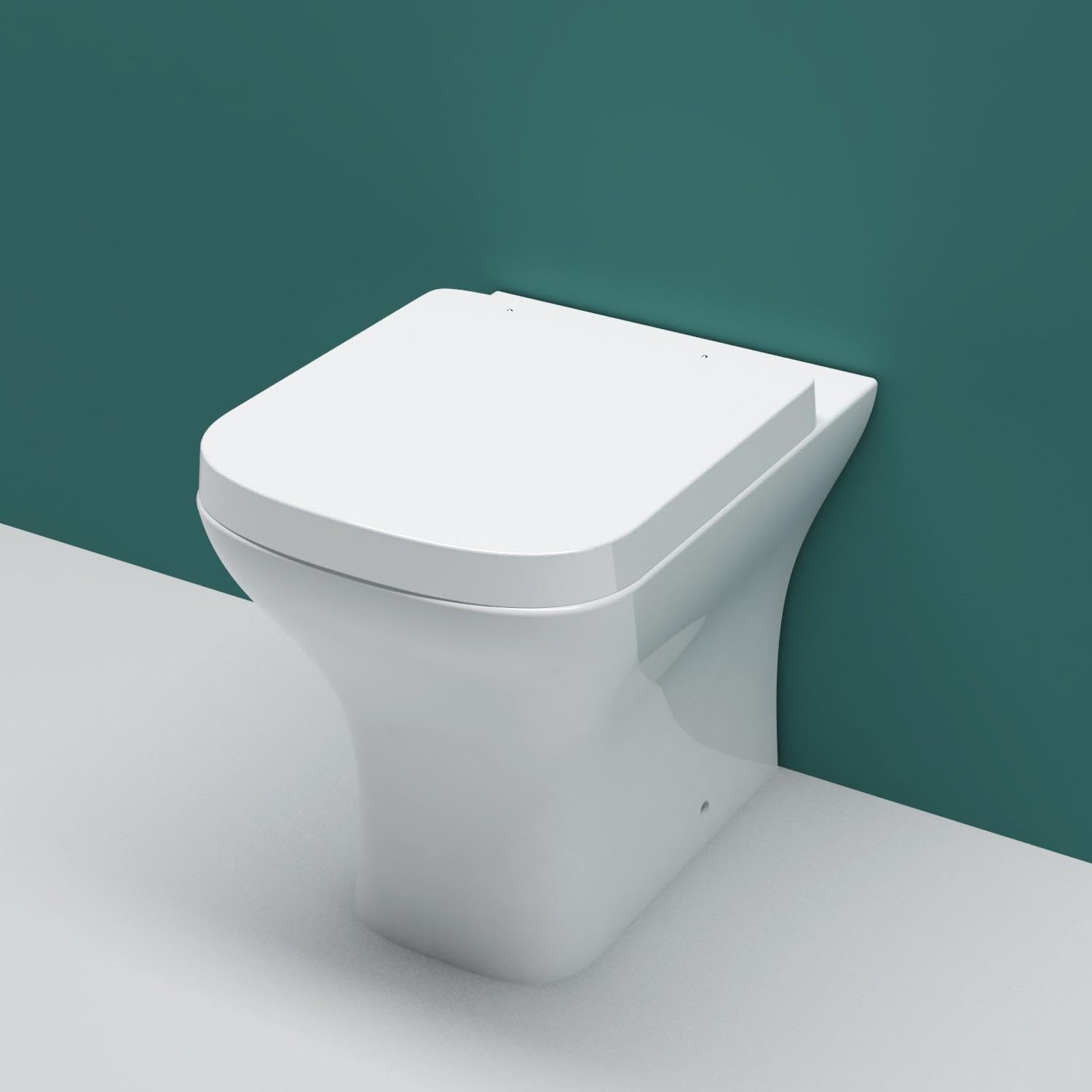 SKY BATHROOMBack to Wall Square Toilet Ceramic Soft Close Seat Modern Bathroom BTW WC Pan
