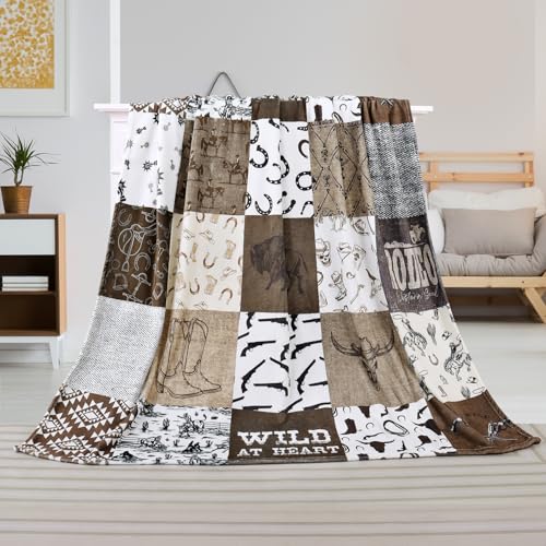 Western Cowboy Throw Blanket Wrangler Country Bed Blanket for Dad Wild West Blankets Soft Cozy Fluffy Flannel Throw Blanket for Couch 50”x60” - Image 6