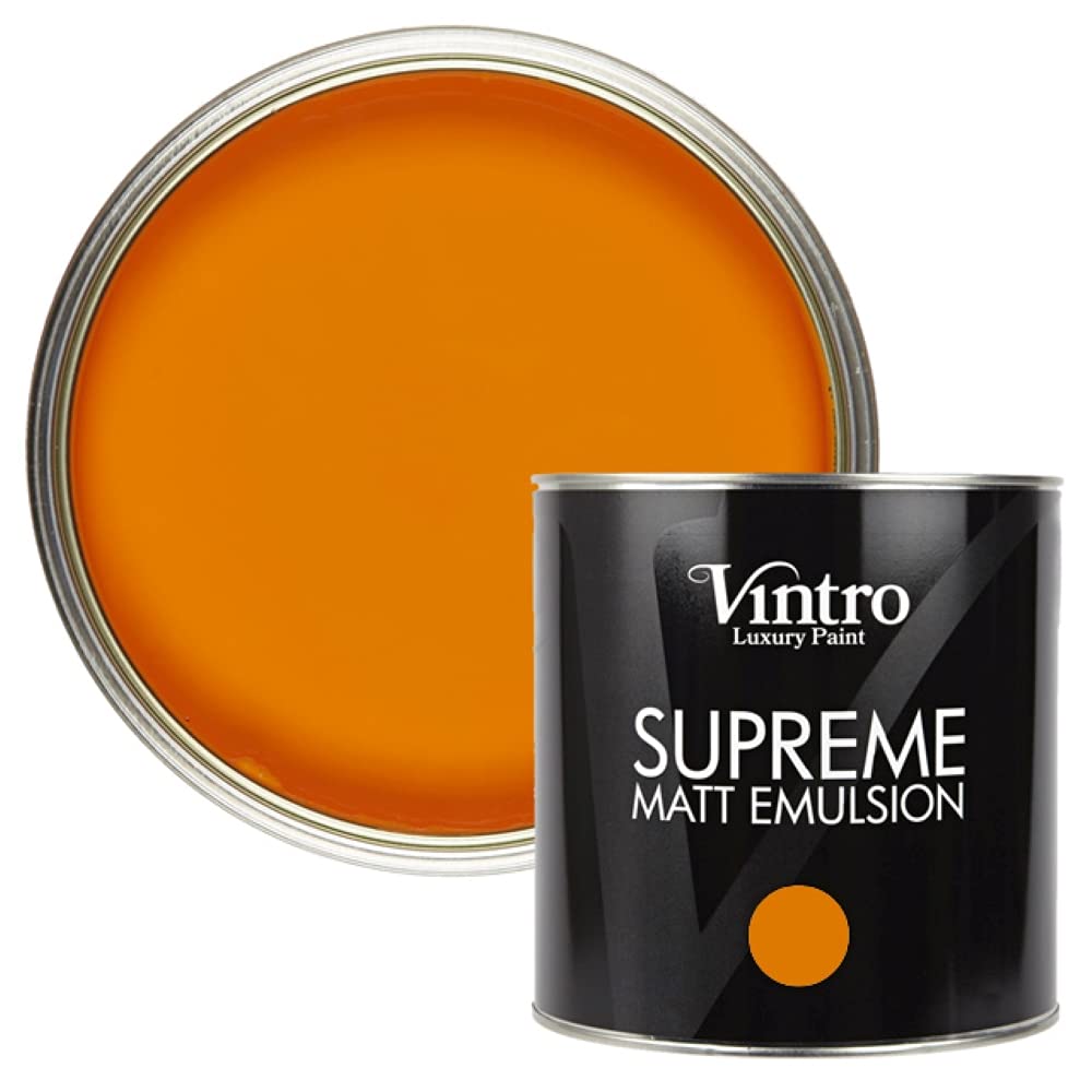 Vintro Paint Orange - Pumpkin Vintro | Luxury Matt Emulsion | Smooth Chalky Finish | Multi Surface Paint | For Walls, Ceilings, Wood And Metal 2.5L (, 2.5 Litres)