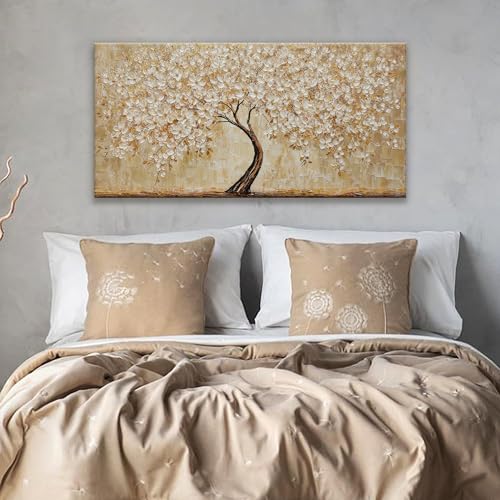 Image of TAIJXAGSG Botanical Wall Art Gold Tree Flower Abstract Wall Decor Modern Canvas Art Wall Decor Print Abstract Paintings Pictures For Bedroom Bathroom Office Home Artwork Can Be Hung Directly 20 inchX 40 inch