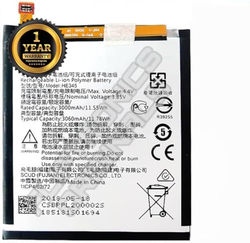 Image of HE345 Battery for Nokia 6 2nd Generation 2018 / TA-1016 / TA-1045 / TA-1068 Battery with 1 Year Warranty** (P102)