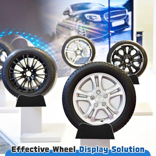 Image of Colingmill 4 Pcs Car Tire Display Stand Wheel Display Rack Adjustable Width Rim Storage Wheel Rim Holder Tyre Stand Base Tire Tray Base for Exhibition Shop Garage Trade Show, Black
