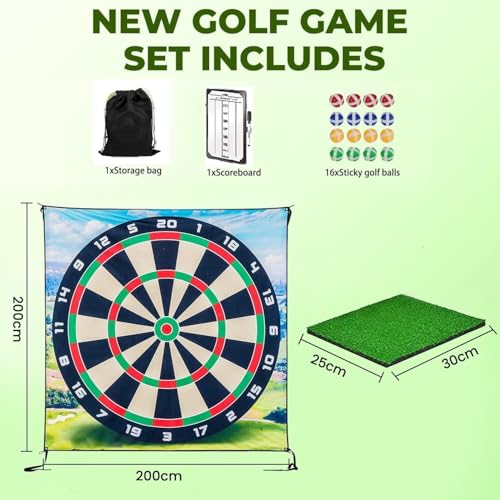 Golf Chip Game Set, Dart Pattern Golf Game Mat with 16 Balls, Training Aid Equipment Indoor Outdoor for Adults Kids (180 * 180cm) - Image 6