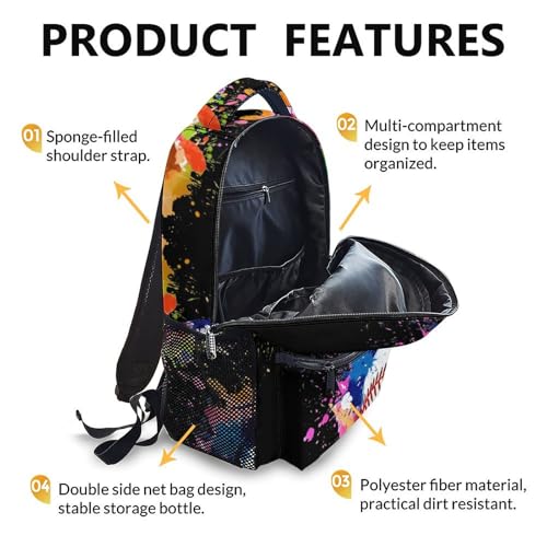 School Backpack for Boys, Baseball Schoolbag for Kids Teen Boys Kindergarten Elementary Primary Middle College, 17 Inch Large Capacity Durable Baseball Bookbag4