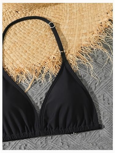 Image of RoseSeek Girl's 3 Piece Cute Bowknot Bathing Suit Halter Triangle High Waisted Swimsuit with Beach Cover Up Skirt
