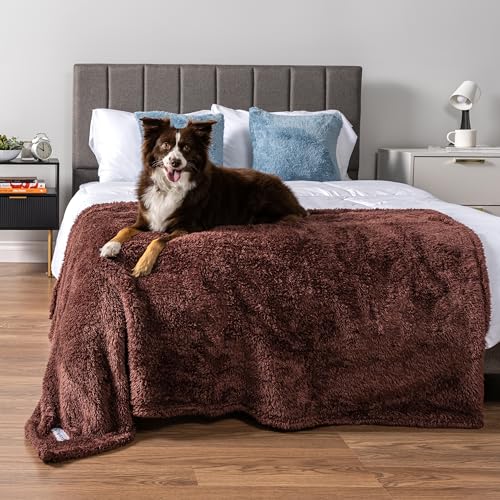 Image of PetAmi Fluffy Dog Blanket for Small Medium Large Dogs, Sherpa Soft Warm Pet Fleece Throw for Indoor Cats, Fuzzy Plush Shaggy Blanket Furniture Protector Sofa Couch Bed, Brown 40x60