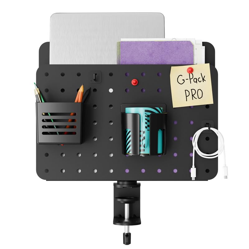 Image of Rotatable Desk Pegboard - Gaming Pegboard - Clamp on Desk Organizer - Gaming Accessories Organizer (Black)