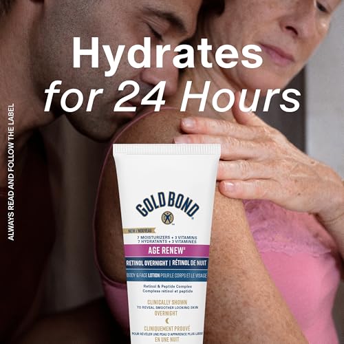 Gold Bond Age Renew Retinol Overnight Body & Face Lotion, 198g Tube, Visibly Tightens & Firms Skin, Hydrates & Moisturizes Face & Body, Formulated with Retinol and Peptide Complex - Image 6