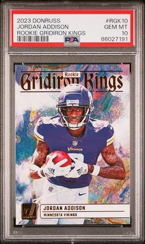 Graded 2023 Panini Donruss Jordan Addison #RGK10 Rookie Gridiron Kings Rookie RC Football Card PSA 10 Gem Mint