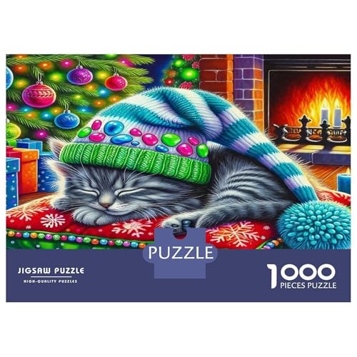 Rompecabezas de gato lindo de 1000 piezas para adultos juego educativo y difícil