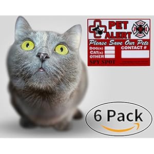 Pet Alert Sticker | 6 Pack | 4″ x 3″ | Self Adhesive Weatherproof Vinyl Please Save Our Pets in Home House Window Decal