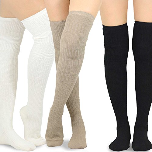 Image of Fashionable Cotton Slouchy Boot Socks for Women and Girls: Long Thigh Highs, Over-the-Knee Highs, and Knee Highs