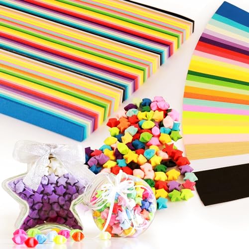 VEPEPE 3240 Pcs Paper Star Strips Origami Lucky Crafts 27 Colourful Origami Double Sided Lucky Star Strips for Parties Gifts Art Supplies Home DIY Crafts and Decorations
