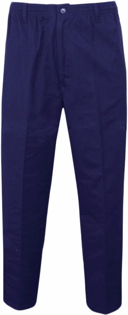 Stylo OnlineMens Smart Rugby Trousers Fully Elasticated Stretch Waist Band with Draw Cord Comfortable FIT Workwear Bottoms Straight Leg Casual Formal Work Pants Size 30-48