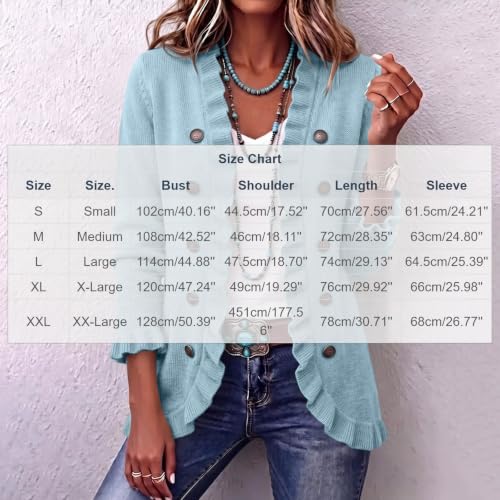 OTSANT Womens Knit Cardigan Sweater Ruffle Trim Long Sleeve Casual Top - image 4