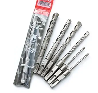 Generic Four Hollow Square Shank 4pcs 6-12mm Hard Alloy Tip electricHammer Drill Bit for Concrete/Brick/Wall/Tile Drilling