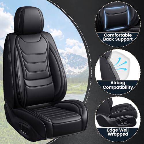 Image of Car Seat Covers Custom Fit Kia Telluride 2020-2026, Waterproof Nappa Leather Car Seat Protector, Breathable Car Seat Cushion, Seat Covers for Car(2 Seats Standard /Black)