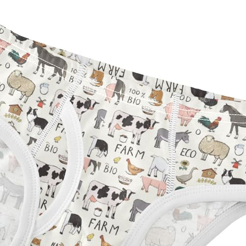 Boys' Exclusive Briefs Toddler Underwear 95% Combed Cotton Boxerbriefs 2T Organic Farm Animal Pattern 904