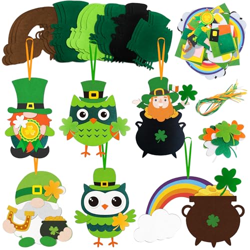 62pcs St Patrick's DIY Felt for St. Patrick's Day Party Decorations, St. Pat's Craft Kits Including St. Patrick's Day Felt for Saint Patty Day Decor Irish Luck Day Party