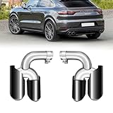 Carbon Fiber Dual Exhaust Tips for 2018-2024 Porsche Cayenne 3.0T Stainless Steel Tailpipe Tip (2pcs Black)