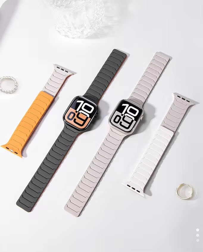 Image of Printme Silicone Sport Magnetic Band Compatible with Apple Watch 42 mm 44 mm 45 mm 46 mm 49 mm, Adjustable Strap for iWatch Series SE Series 1-8, Ultra 2 /3