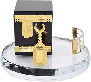 Germerse Decorações de mesa de cristal muçulmano dourado caaba 3 peças modelo islâmico artesanato de construção lembranças, decoração de veículos  