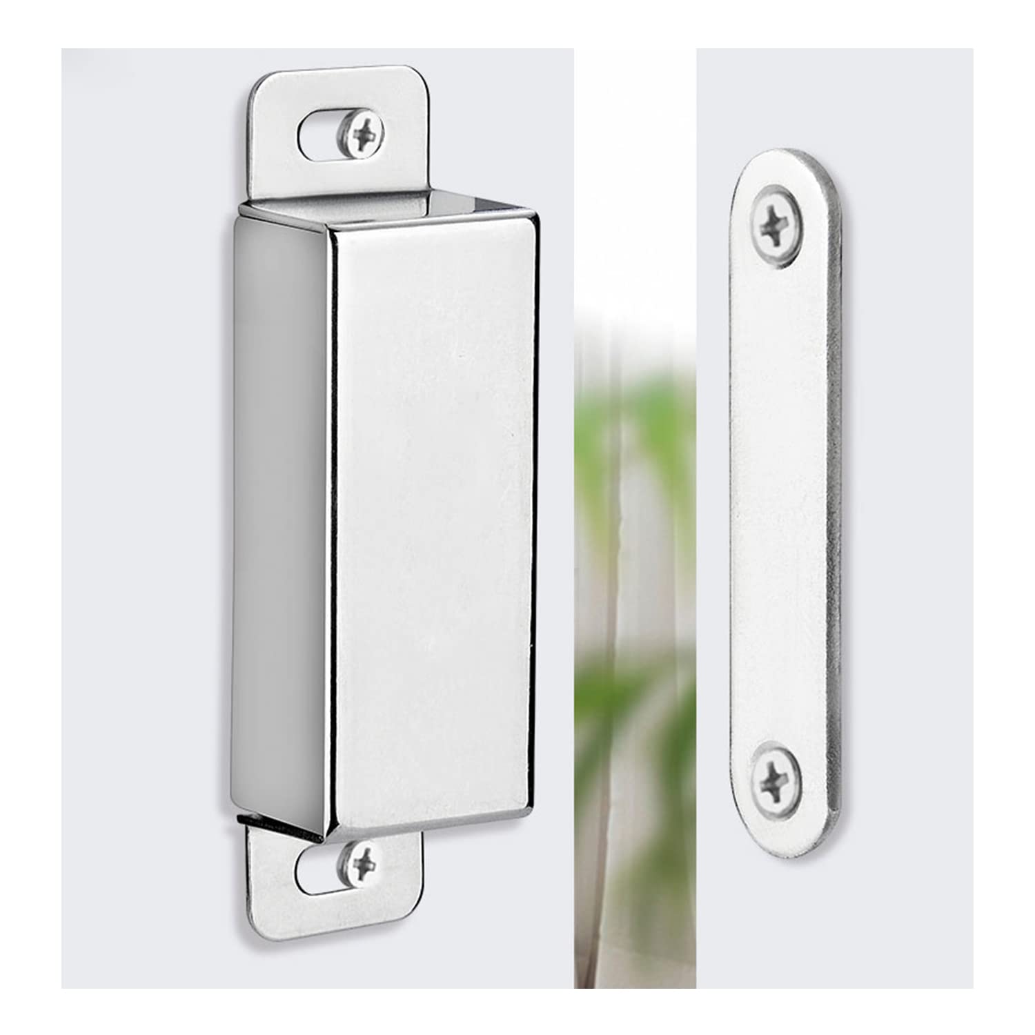 MroMax Magnetic Catch Latch For Cabinet Doors - Silver Tone, Multiple Lengths (1.3 To 3.8 Inches)