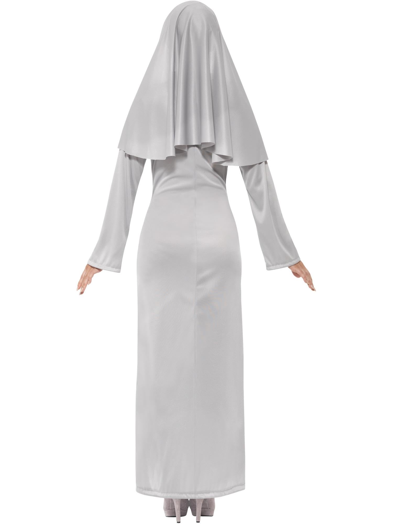 Smiffys Gothic Nun Costume, Grey with Dress & Headpiece, Halloween Adult Fancy Dress, Nun Dress Up Costumes
